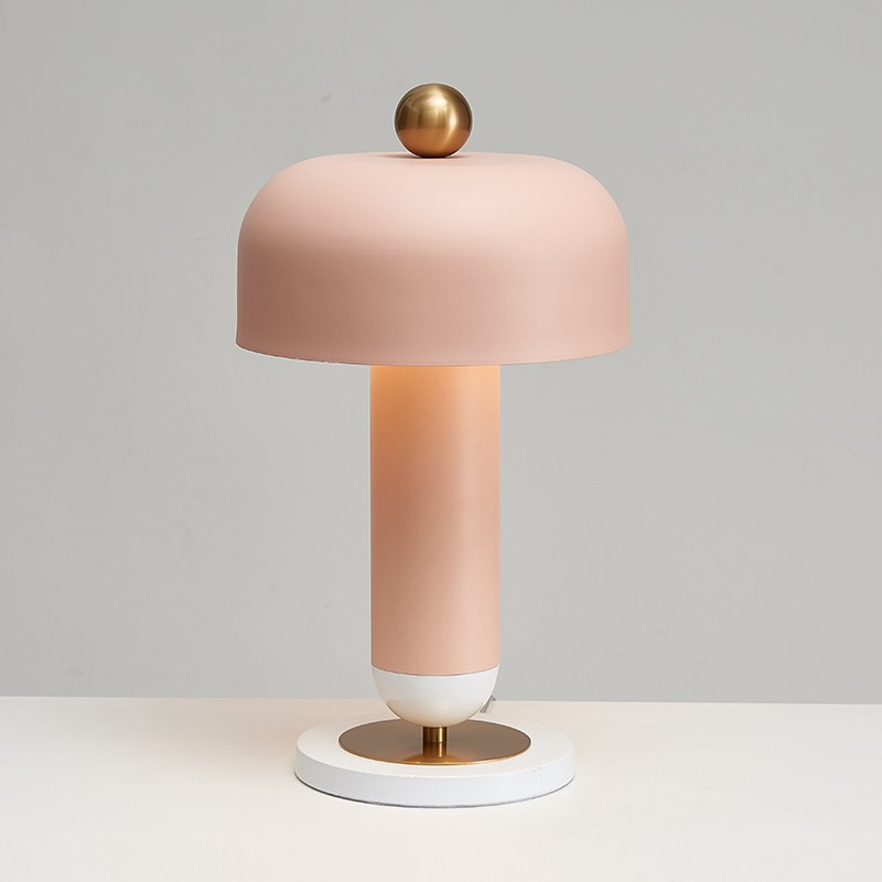 Pink table lamp with round shade