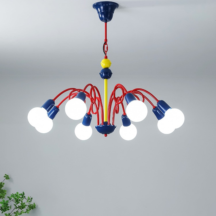 Colourful multi-arm chandelier