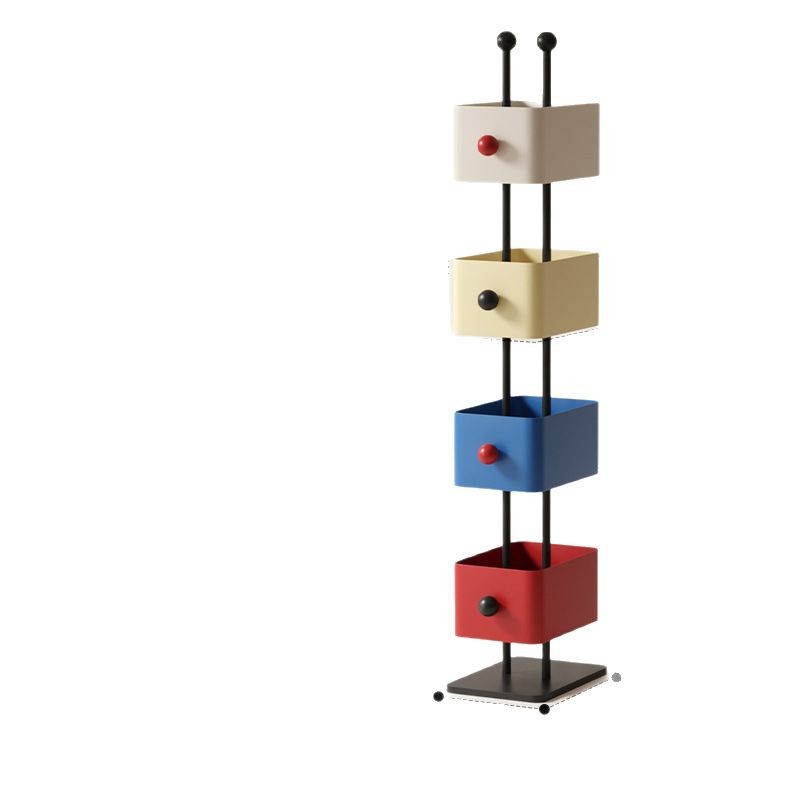 Multicoloured vertical storage shelf